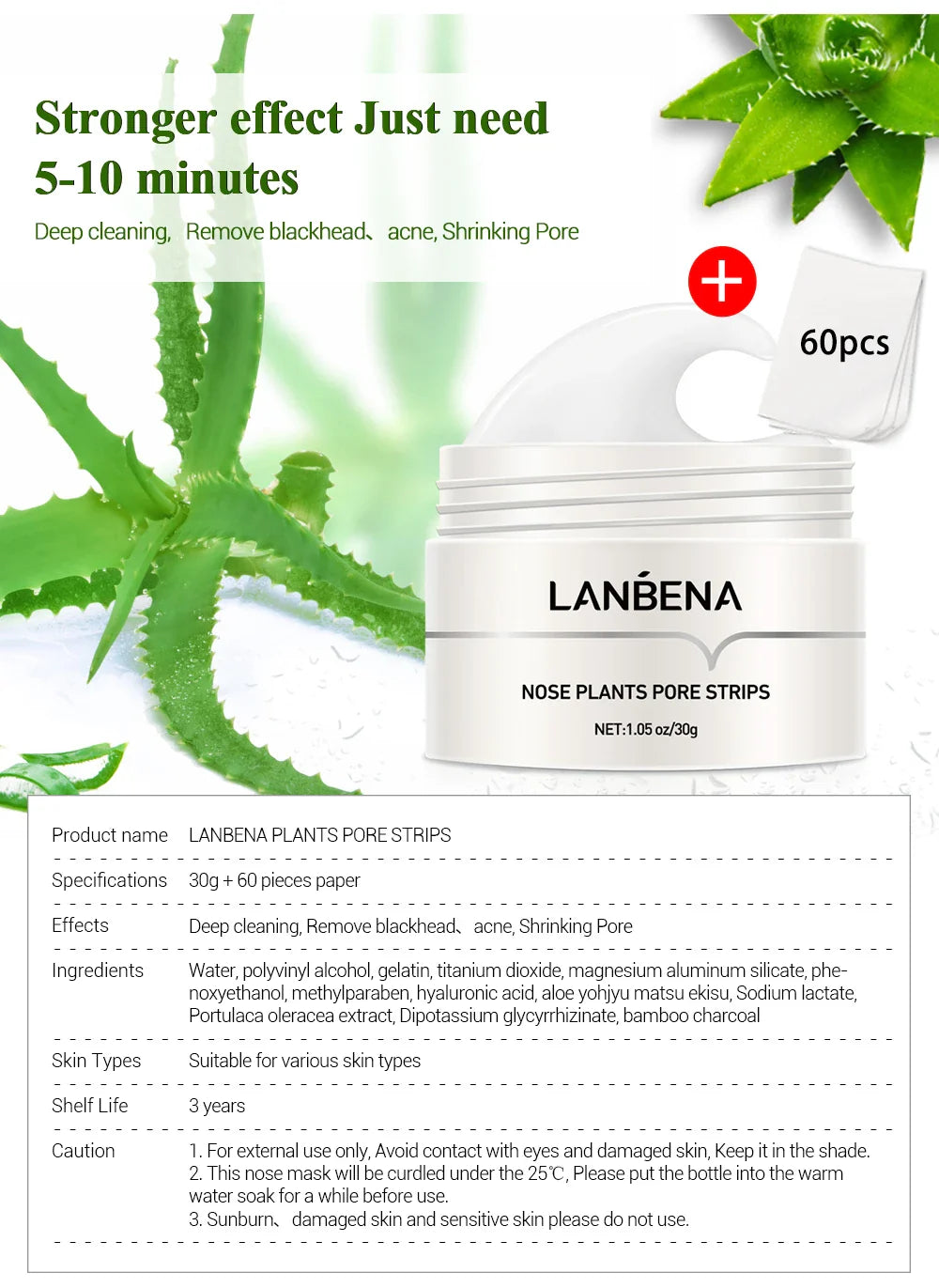 LANBENA New Style Blackhead Remover Nose Mask Pore Strip