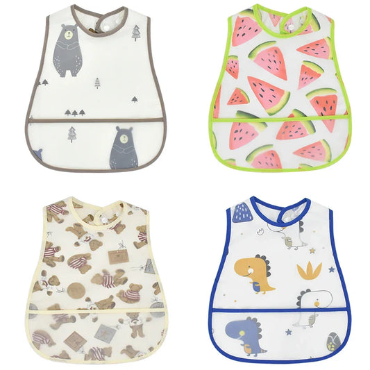 2023New Cartoon Pattern EVA Waterproof Pocket Lunch Feeding Bibs