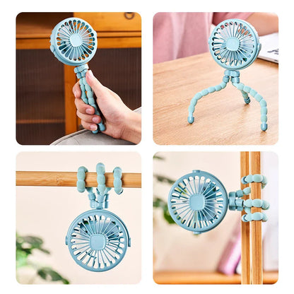 Stroller Fan Clip on For Baby Flexible Tripod  Rechargeable Battery