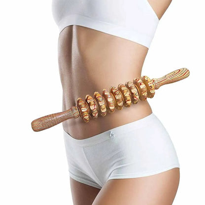 9 Rollers Wooden Massager Handheld Roller Stick